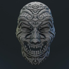 smiling samurai mask art decor sculpture toy 3d print model - Mito3D