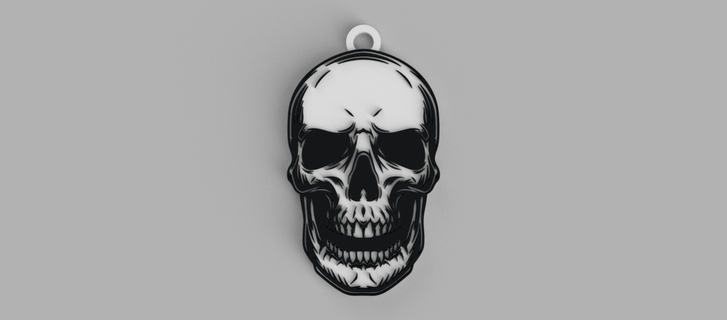 smiling skull keychain - pendant earring 3d print model - Mito3D