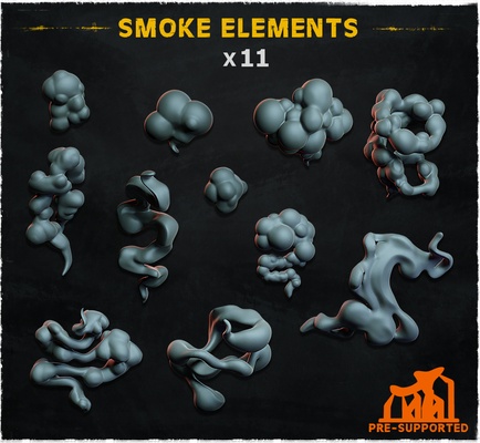 fumée éléments basing morceaux 1 0 feu explosion paysage 3d print model - Mito3D