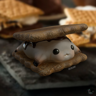 smore monstro marshmallow chocolate biscoito criatura Kawaii anime Comida doce personagem bolo fofa 3d print model - Mito3D