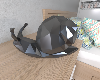 Caracol pobre animal geométrico origami arte escultura estátua lapidado decorativo modelo parede poli fantasia 3d print model - Mito3D