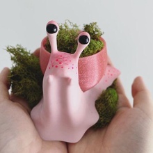 snail pot planter cute container snails cottage fairy 3d print model - Mito3D