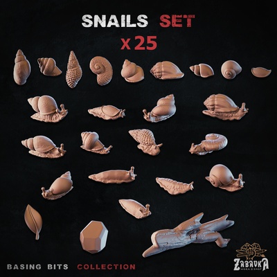 snails - basing bits game shell snail slug 3d print model - Mito3D