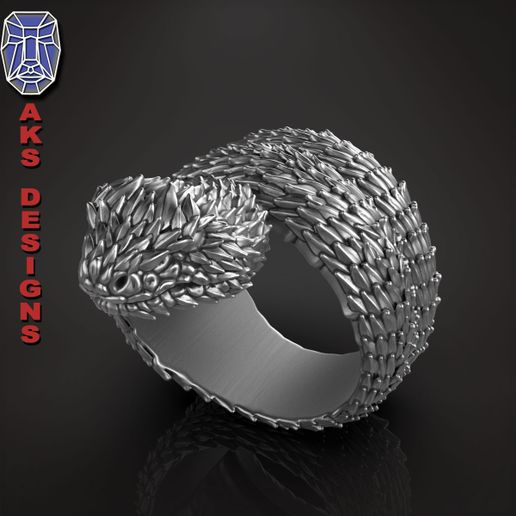 snake 1 ring jewelry jewel jewellery biker gang club riders punk fancy jewelri pendant skull rings python reptile scales animal creature beast venom pendants 3D print model - Mito3D