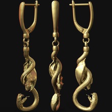 serpente attacco orecchini pendente in inglese chiusura gioielli animale gli bat 3d print model - Mito3D