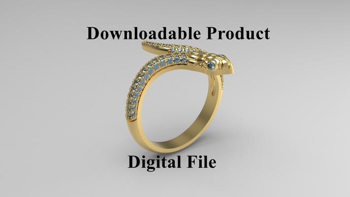 snake diamond ring - us 7 5 jewellery jewelry luxury stl gift stone gold silver 3d print model - Mito3D