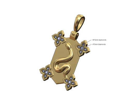 serpente marocchino maltese stella diamante angoli pendente 3d stampa modello collana gioielleria stampabile oro argento cauzione vintage moda 3d print model - Mito3D