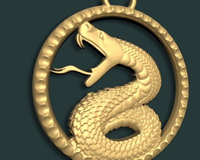 snake pendant gold jewel jewellery jewelry printable reptile silver rattlesnake diamondback atrox serpent snakes scales poison poisonous venom viper cobra pendants 3d print model - Mito3D