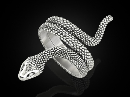 serpent bague bijoux impression 3dprinted imprimable anneaux conception bijou d'or mode or prototypage argent motard 3d print model - Mito3D