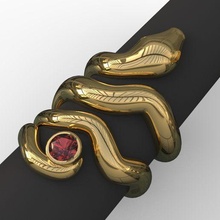 snake ring jewelry gold silver metal gemstone organic pattern 3d print model - Mito3D