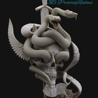 snakes skull dagger wallhang pendant snakeandskull 3d print model - Mito3D