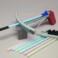 snap fit mini crossbow drinking straw toy mechanical_toys 3d print model - Mito3D