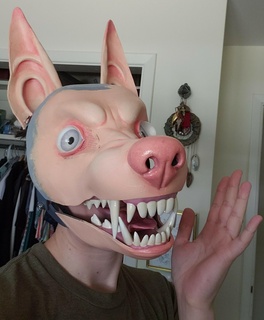 knurrend Eckzahn Kostüm Maske Base Tier Hund Werwolf Fursuit Kopf Anthro Wolf 3d print model - Mito3D