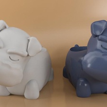 snaucer flower pot dog flowerpot dogvase vase 3d print model - Mito3D