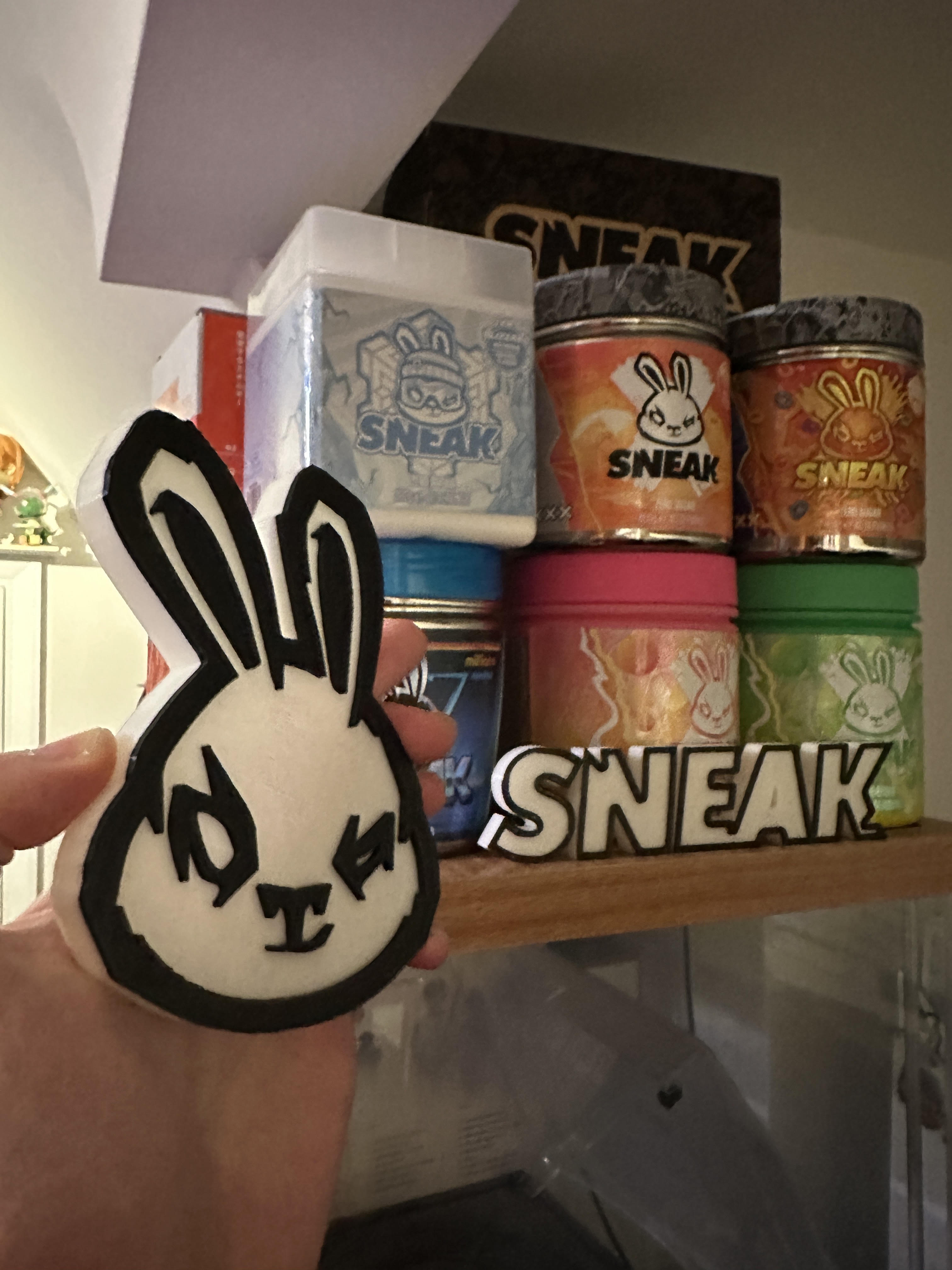 sneak energy bunny logo + text logo sneak sneak energy sneak logo sneak energy logo sneak wall art  3D print model - Mito3D