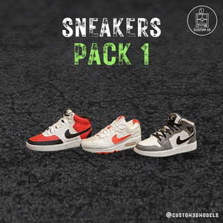 sneakers pack 1 nike air court mid airmax 90 jordan max retro keychain pendant 3d print model - Mito3D