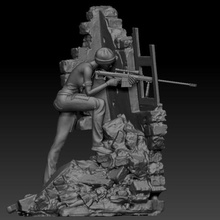 sniper girl soldier diorama tabletop wargaming 3d print model - Mito3D
