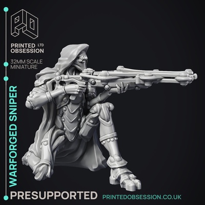 sniper warforged - assassin clan presupported illustrated stats 32mm scale game dnd d&d dungeons dragons miniature tabletop game pathfinder rpg creature monster 5e fantasy wargaming 3d print model - Mito3D