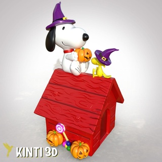 snoopy halloween pot pumpkin woodstock emilio candies gift box cute 3d print model - Mito3D
