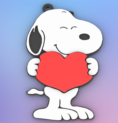 snoopy cœur porte clés art valentin l'amour amoureux relation amicale 3d print model - Mito3D