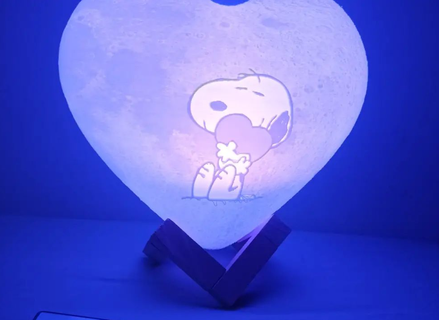 snoopy cuore lampada arte litofania 3d print model - Mito3D