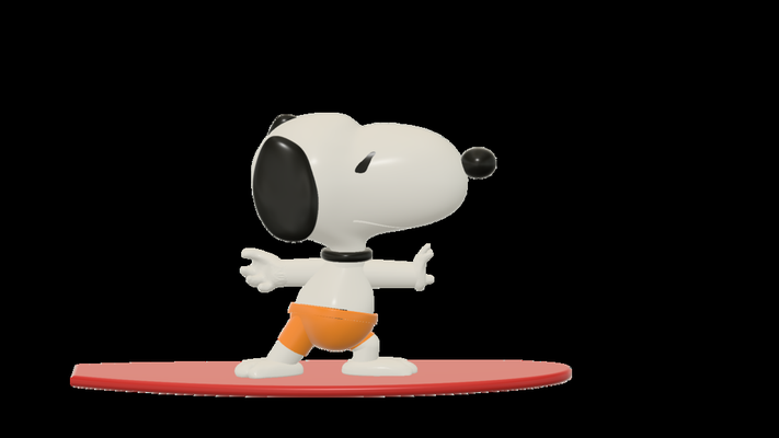 snoopy surf arte sculture busti 3d print model - Mito3D