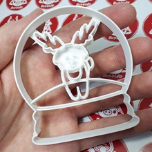 snowball glass - deer cookie cutter home snow ball gourmet chef fondant porcelain christmas clay hobby 3d print model - Mito3D