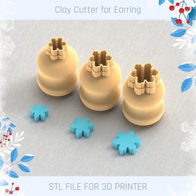 snowflake clay cutter christmas cutters mini 3 sizes polymer tool jewellry winter holiday micro 3d print model - Mito3D
