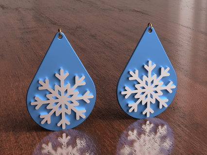 fiocco neve orecchini Natale decorazione decorazioni ornamenti freddo orecchino ornamento pendente ciondoli fiocchi moda 3d print model - Mito3D