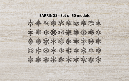 snowflake earrings - set 50 models snowflake winter earings decoration new ornament christmas santa  3d print model - Mito3D