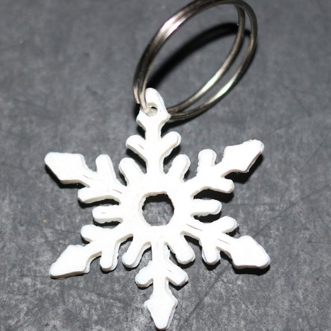 snowflake keychain fashion keyring quick simple christmas xmass 3D print model - Mito3D