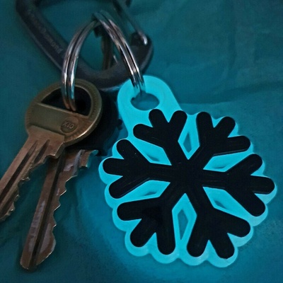 snowflake keychain key ring pendant durable jewelery gift art lifestyle original winter cold freeze fractal 3d print model - Mito3D