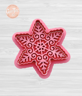 snowflake n 7 cookie cutter stamp flake christmas seal mass cookies cold porcelain ceramics 3d print model - Mito3D