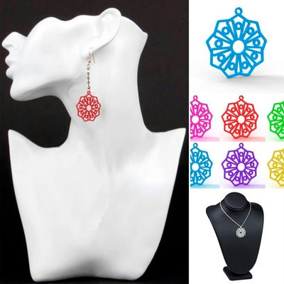 snowflake necklace earrings 3d printing art fashion jewelry earring polygonal stl fastprint 3d print model - Mito3D