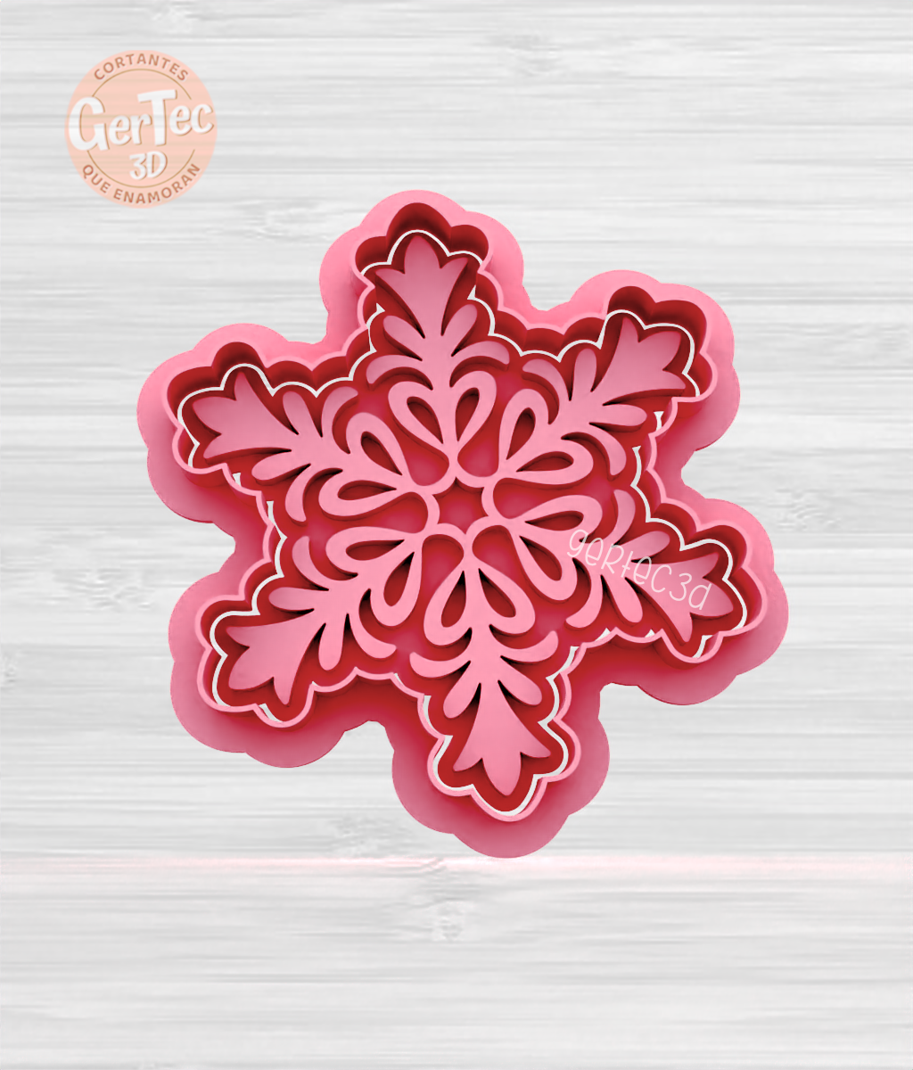 snowflake n 6 stamp cookie cutter flake christmas seal mass cookies cold porcelain ceramics 3D print model - Mito3D