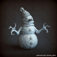 snowman art winter snow monster christmas newyear snowflake ice creature 3d print model - Mito3D