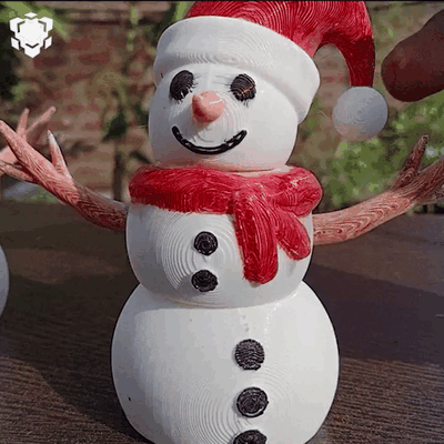 snowman - articulated fidget decorative toys snow winter christmas santa flexi toy print in place no support 3d print model - Mito3D