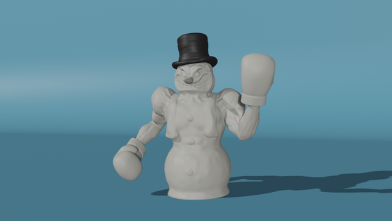 monigote nieve boxeo monstruo Navidad guantes kickboxing cifras 3d print model - Mito3D