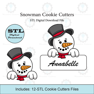snowman cookie cutter set stl file cutters christmas 3d print model - Mito3D