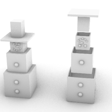 snowman cubes snow box stackable collapsible cute man toy figure figurine 3d print model - Mito3D