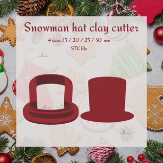 snowman hat clay cutter christmas polymer earring holiday winter cutters x-mas cookie tree cookiecutter claycutter gingerbread candycane 3d print model - Mito3D