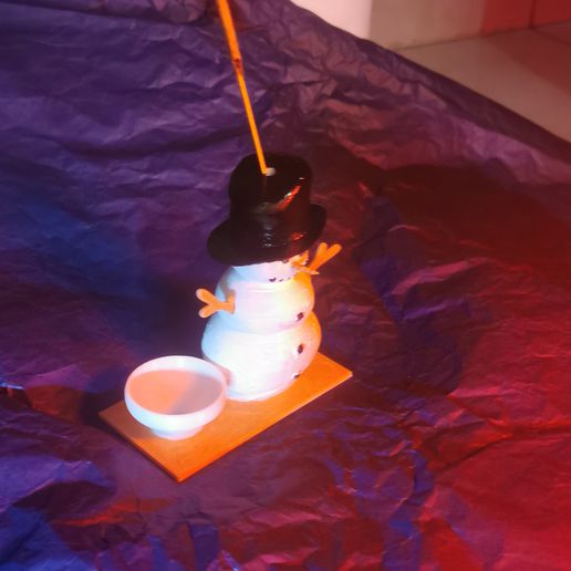 snowman incense stick holder gadget christmas decoration 3D print model - Mito3D