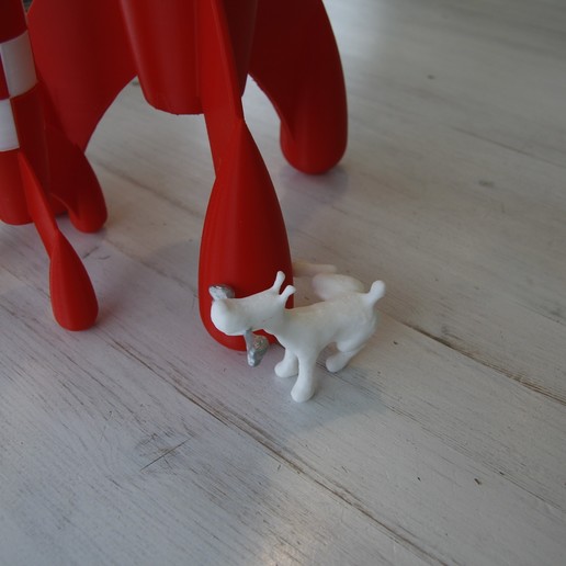 karlı milou bobbie oyun oyuncak aksesuarları tenten snowy işeyen köpek kuifje çizgi roman 3D print model - Mito3D