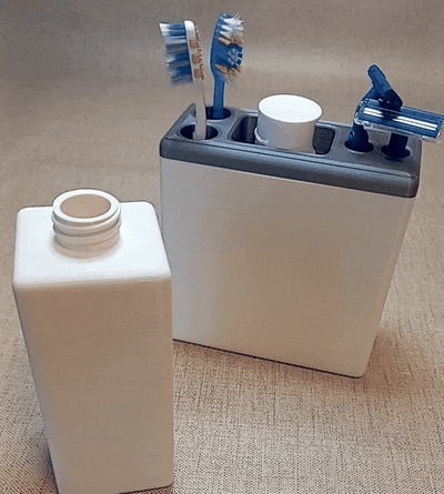 sapone dispenser organizzatore impostato lavaggio bacino dosaggio unità spazzolino rasoio bagno lavandino alloggi design moderno neutro colori 3d print model - Mito3D