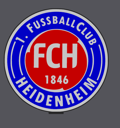 fußball 1 fc heidenheim led leuchtkasten fu ball lampe spaß verein emblem logo deko dekor 3d print model - Mito3D