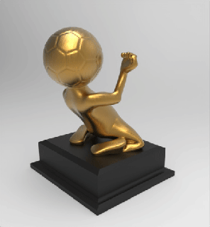 futebol bola cabeça arte celebração troféu pontapé pose 3d print model - Mito3D