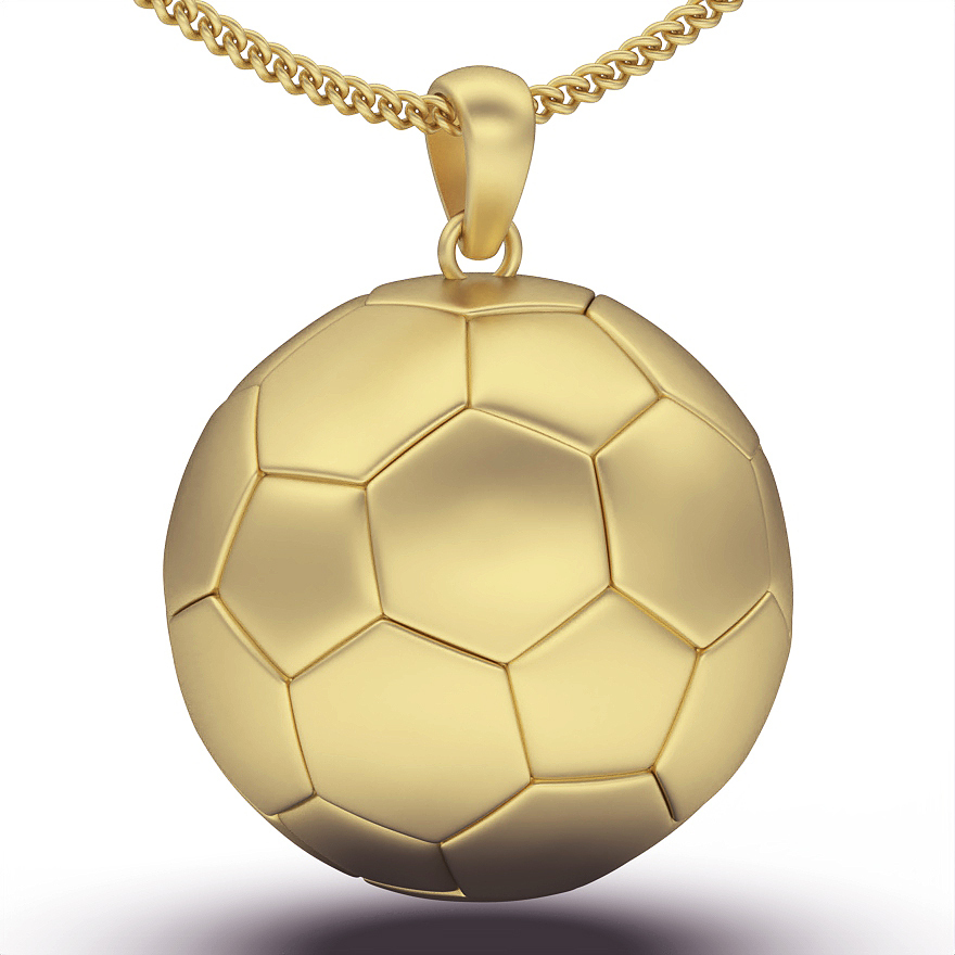 Futbol top kolye gümüş altın takı yazdırılabilir 3d model akım moda tasarım zbrush kaplan 3D print model - Mito3D