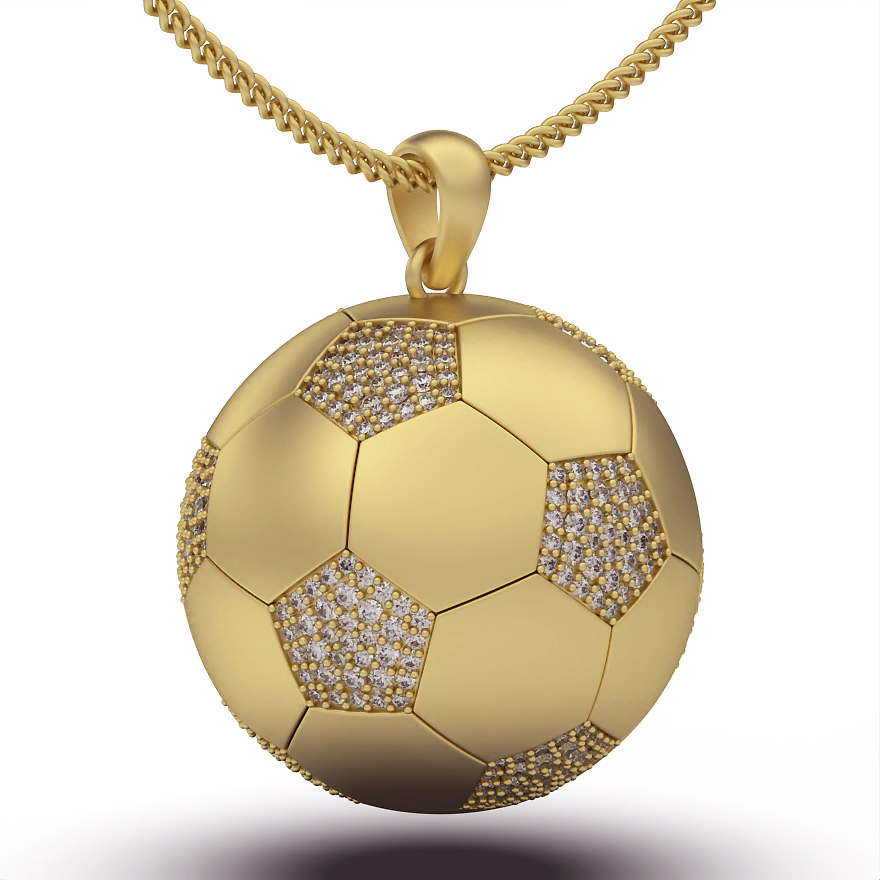 Fußball Ball Anhänger Silber Gold Schmuck druckbar 3d Modell Trend Mode Design zbrush Tiger 3D print model - Mito3D