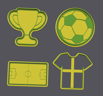 Fußball Plätzchen Cutter Pack Keks Feld Hemd Tasse 3d print model - Mito3D