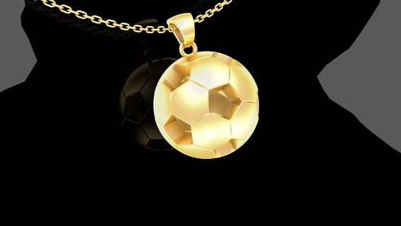 futebol pingente joalheria ouro 3d impressão modelo bola esporte escultura colar medalhão 3dprint 3d print model - Mito3D
